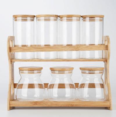 China Cover Lid Kitchen Storage Containers 7 Sets Glass Storage Jar Container for sale