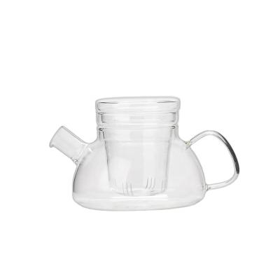 China Wholesale Custom Transparent Handmade Glass Teapot Home Office Factory Hotel Restaurant With Glass Injector Filter Glass Tank for sale