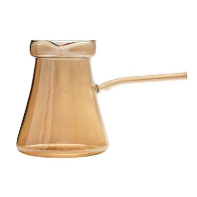 China Sustainable Amber Glass Coffee Pot With Side Handle For Home Use Supplier for sale