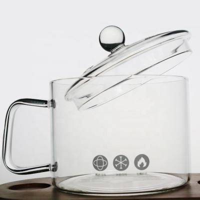 China Sustainable Heat Resistant Glass Borosilicate Cooking Pot With Handle for sale