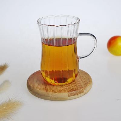 China Wholesale Customized Sustainable Logo Borosilicate Glass Clear Tea Cup for sale