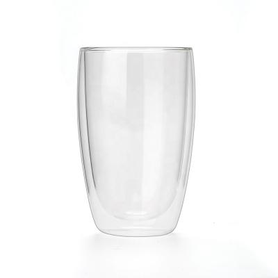 China 350ml Double Borosilicate Glass Tea Water Cup Viable Transparent Glass Coffee Mug for sale