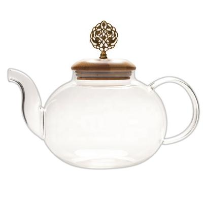 China Sustainable Arabia Cooking Teapot Borosilicate Glass Handmade Heat Resistant Glass Teapot for sale