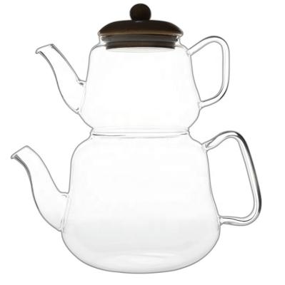 China Sustainable Homeuse Heat Resistance Borosilicate Glass Chinese Teapot With Warmer Glass for sale