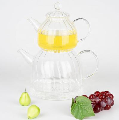 China Sustainable Modern Style Heat-Resistence Clear Glass Teapot Set, Teapot, Warmer for sale