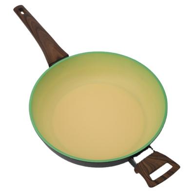 China Wholesale Avocado Minimalist Non Stick Frying Pan Bakelite Handle Cooking Pan 28cm Smokeless Frying Aluminum Cooking Pan for sale