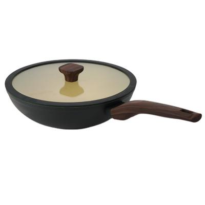 China Minimalist Handle Pan Bakelite Household Color Avocado Aluminum Non-Stick Frying Pan for sale