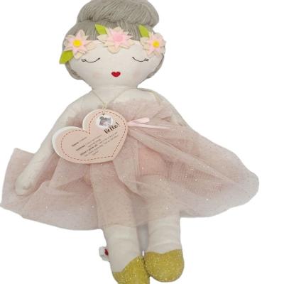 China Fashion ballerina rag doll with flower headband and bow for sale