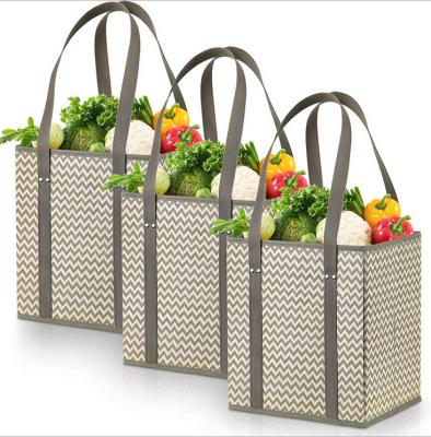 China Folding Reusable Grocery Box Bags Large With Quality Heavy Duty Tote Bag Set With Extra Long Handles And Reinforced Bottom for sale