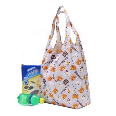 China Folding Custom Design 190T Polyester Foldable Reusable Shopping Bag Canvas Foldable Shopping Bags for sale