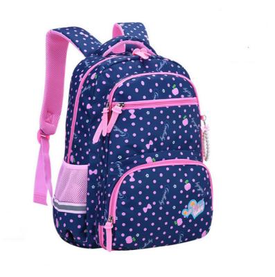 China Girl School Backpack Waterproof Water Resistant Dot School Bag with Chest Strap and Large Storage for sale