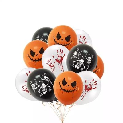 China Orange Printed Happy Halloween Party Ghost Balloon Decorations Latex Black Helium Balloons for sale