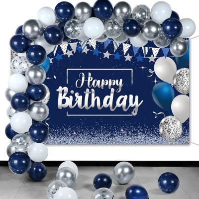 China Party Navy Blue Birthday Confetti Balloon Kit Set 50 Pcs Birthday Photography Backdrop Banner For Party Decorations Supplies for sale