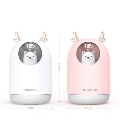 China Creative Colorful Cute Car USB Antler Humidifier 300ml Air Purifier Humidifier New Mini for sale