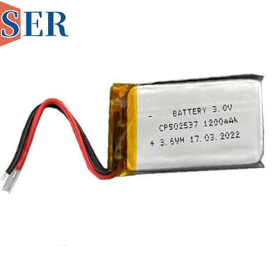 중국 CP502537 초박형 전지 3.0V 1200mAh 중요한 리포 얇은 셀 리튬 판매용