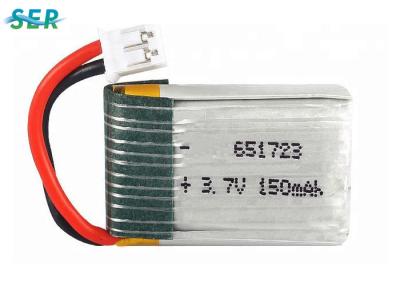 중국 X2 RC 쿼드콥터를 위한 작은 RC 드론 배터리 3.7v 150 mah 리포 세포 651723 높은 비율 15C 판매용