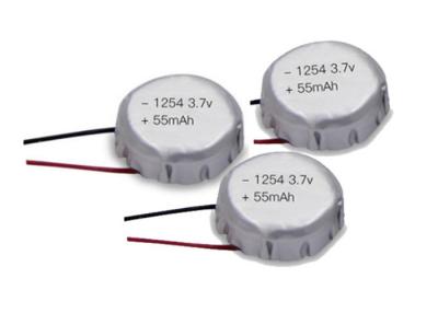 중국 3.7 볼트 55mAh 1254 리포 재충전이 가능한 코인 전지 판매용