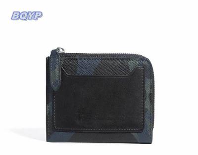 China Fashion Leather Men's Mini Pocket Wallets Coin Purse For Boys Camouflage Handmade Leather Wallet Black for sale