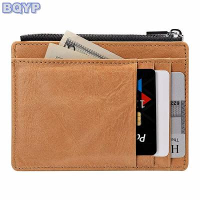 China Fashion China Manufacture RFID Blocking Genuine Leather Card Holder Card Sleeve Zipper Gift Cash Pouch for sale