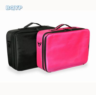 China Lady XXL- 1680D Fabric Makeup Train Case Train Case Beauty Cosmetic Case With Mirror Backpack Luggage Buckle for sale