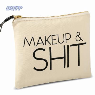 China Fashion Large Canvas Makeup Bag Cosmetic Zipper Pouch Premium Cotton Makeup Bag For Birthday Gift Wedding Party Gift for sale