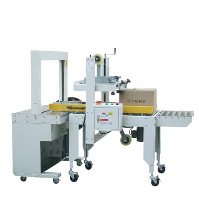 China CLOTHING Carton Box Closing Sealer Machines Semi Automatic Strip Sealing Cardboard Box Tying Machine for sale