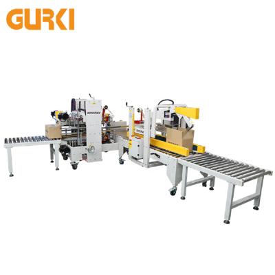 China CLOTHING GURKI Packing Line Small Carton Box Erector And Carton Sealer Machine for sale