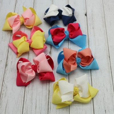 China Beautiful Hair Decoration Large Grosgrain Ribbon Bow Hair Clips For Girl Kids, Double Layers Bow Clip For Hair for sale