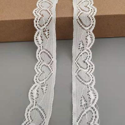 China Double Heart Water Soluble Pattern Stretch Elastic Lace Trims For Garter, Cheap Beautiful Bulk DIY Lace Trims For Handmade Products for sale