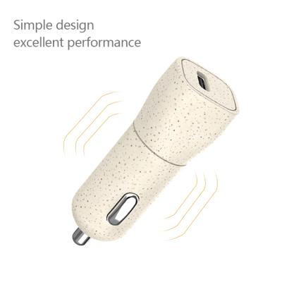 China New Type-C Model Mobile Phone Wheat Straw Hardware 20W USB C Palladium Fast Charging Car Charger For iPhone Samsung Huawei PD Fast Charging Car for sale