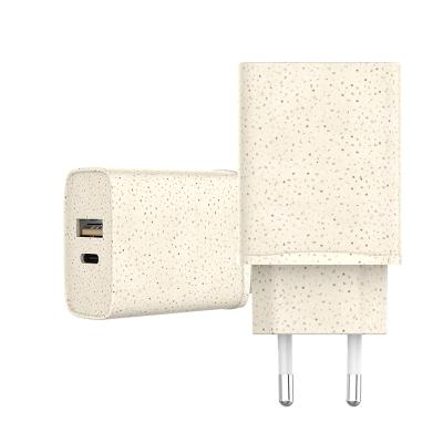 China 90.3*42.9*24mm Straw Plastic 20w 20w Wall Charger 20w QC3.0 18W Type-C Type-C Dual Mobile Phone Travel Fast Charger For iPhone 13 Pro Max for sale