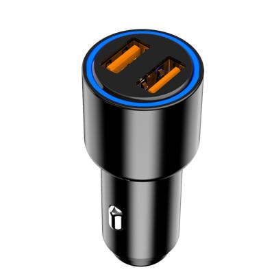 China QC3.0 Ports PPS 18W Mini Dual Usb Portable USB C2 Fast Car Charger Car Charger Mobile Phone Charging Indicator For iPhone 13Pro for sale