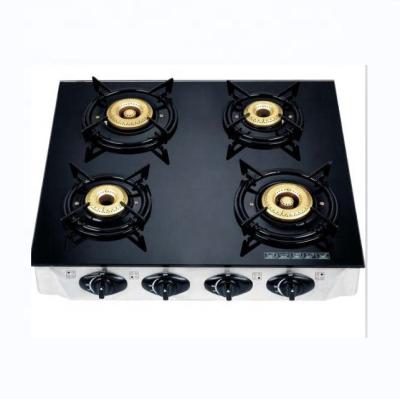 China Hotel home/commercial use 4 burner tempered glass 4 burner gas cooker gas cooker for sale