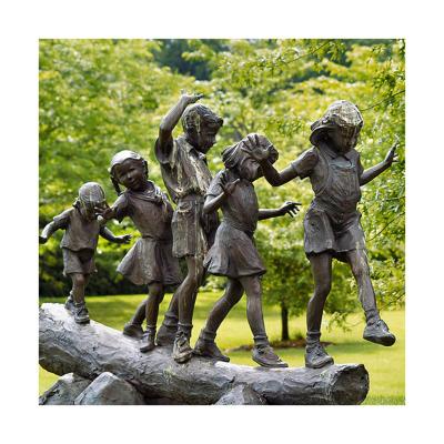 China Good Quality Europe Little Children Bronze Statue For Outdoor Decor for sale