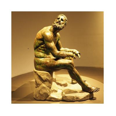 China Factory Customized Outdoor Artwork Europe Figure Sculpture Boxer Bronze Sculpture At Rest for sale