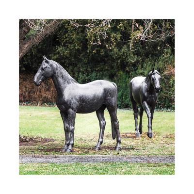 China Life Size Modern Bronze Black Europe Horse Sculpture For Outdoor Garden for sale