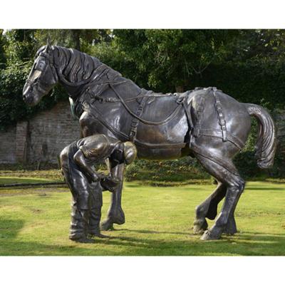 China Europe big size horse and life size human bronze statue in the garden for sale