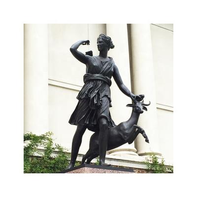 China Europe European Popular Greek Famous Figure Diana Bronze Statue With Deer for sale