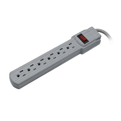 China 6 Outlet Residential/General Purpose Surge Protector Power Strip with 2FT Dark Gray Grain Extension Cord for sale