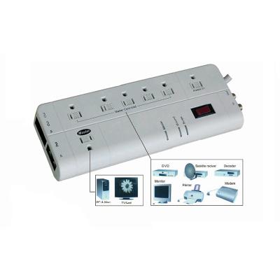 China 7 outlet residential/general purpose energy saving power strip with coax line protection RJ11/RJ45 surge protector 3200 Joules for sale