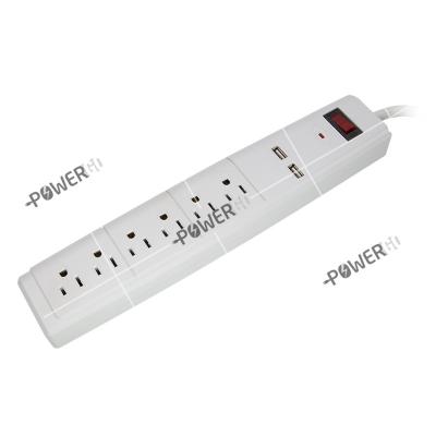 China Residential / General Purpose ETL / CETL 3 AC Outlet Surge Protector Power Strip With Dual USB Port 5V 1.1A Right Angle Plug for sale