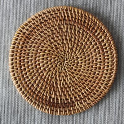 China Hand made material 100 percent sustainable rattan cup mat cup coaster environment friendly and naturly heat insulation for sale