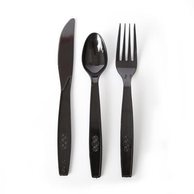 China High Quality Chinese Disposable PS Black Disposable Plastic Cutlery Set Disposable Tableware Set for sale