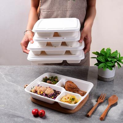 China Hot Selling Disposable Biodegradable 4 Compartment Bagasse Food Container Bagasse Fast Food Box Biodegradable Food Box for sale