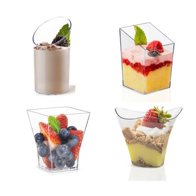 China Modernism 80ml Mini PS Hard Plastic Dessert Mousse Cup Thicken Disposable Ice Cream Pudding Cups for sale