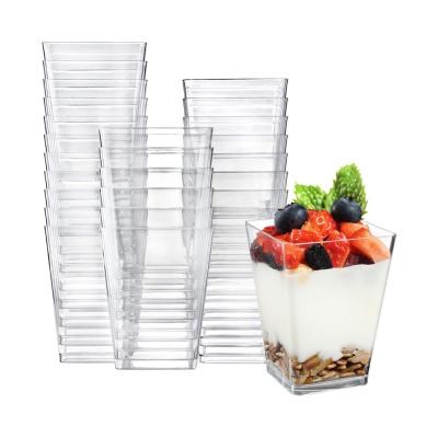 China Square Plastic Square Ice Cream Cup Modernism Mousse Tiramisu Cups For Dessert for sale