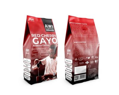 China Plastic Printed Packaging Bag  250g  Custom Printed Flat Bottom Coffee Bag for sale