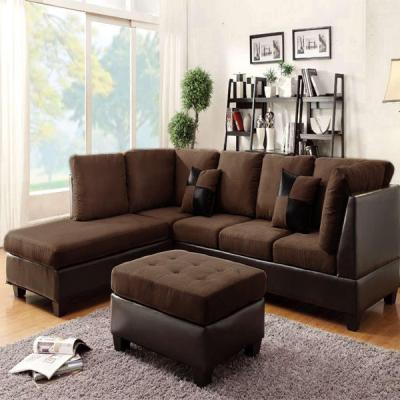 China Dark Brown American Style Chocolate PU Velvet Sofa Bed Specific Living Room Use Sectional Sofa for sale