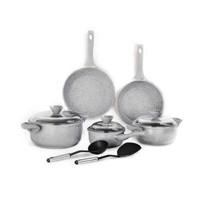 China 7 Pcs Non Stick Sustainable Saucepan And Pots Aluminum Plant Cooking Pot Set Nonstick Cookware for sale