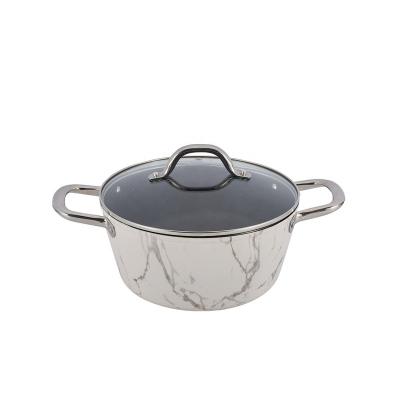 China Customized Aluminum Non Stick Cookware Factory Pattern Decal Non Stick Pot Non Stick Viable 26cm Stock Pot for sale